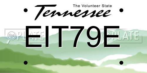 EIT79E Tennessee License Plate