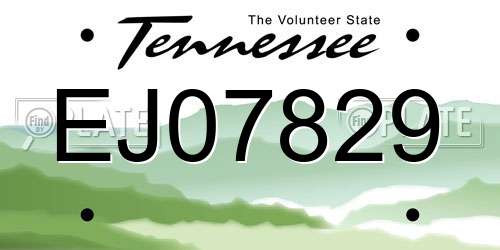 EJ07829 Tennessee License Plate