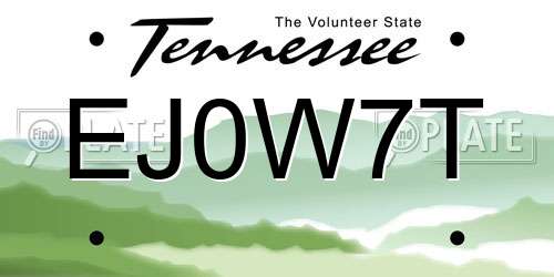 EJ0W7T Tennessee License Plate