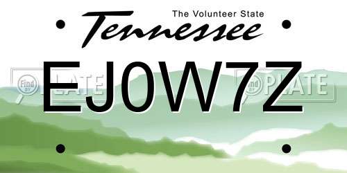 EJ0W7Z Tennessee License Plate