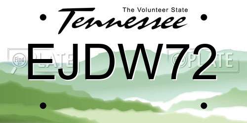 EJDW72 Tennessee License Plate