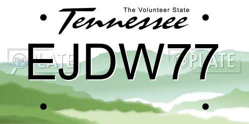 EJDW77 Tennessee License Plate