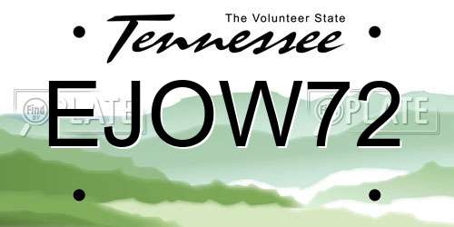 EJOW72 Tennessee License Plate