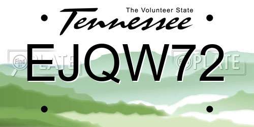 EJQW72 Tennessee License Plate