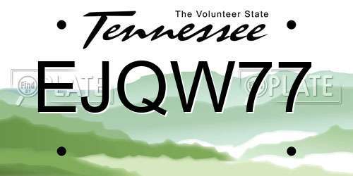 EJQW77 Tennessee License Plate