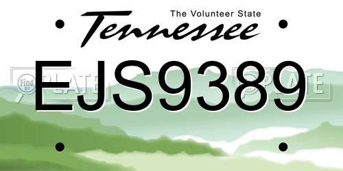EJS9389 Tennessee License Plate