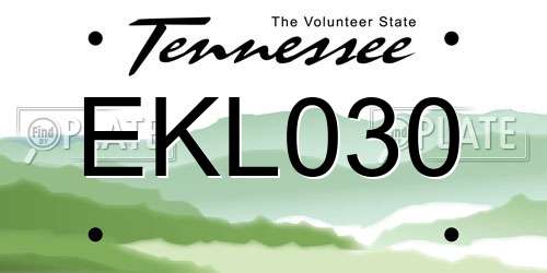 EKL030 Tennessee License Plate