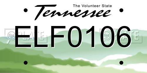 ELF0106 Tennessee License Plate