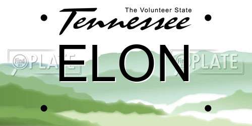 ELON Tennessee License Plate