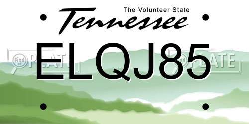 ELQJ85 Tennessee License Plate