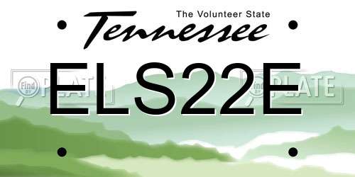 ELS22E Tennessee License Plate