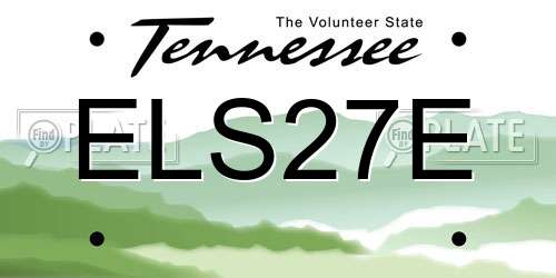ELS27E Tennessee License Plate