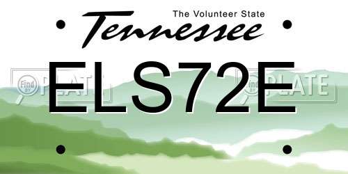 ELS72E Tennessee License Plate