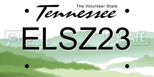 ELSZ23 Tennessee License Plate