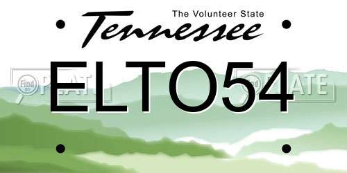 ELTO54 Tennessee License Plate