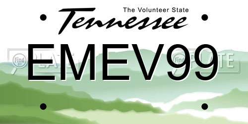 EMEV99 Tennessee License Plate