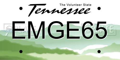 EMGE65 Tennessee License Plate