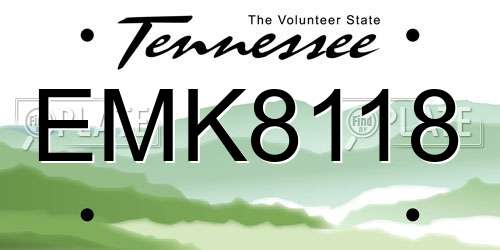 EMK8118 Tennessee License Plate