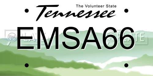 EMSA66 Tennessee License Plate