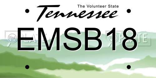 EMSB18 Tennessee License Plate