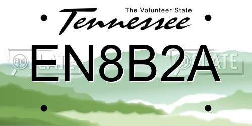 EN8B2A Tennessee License Plate