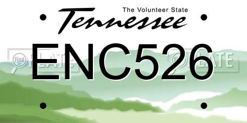 ENC526 Tennessee License Plate