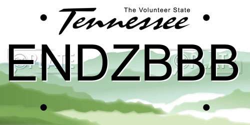 ENDZBBB Tennessee License Plate