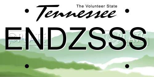 ENDZSSS Tennessee License Plate