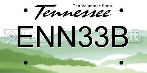 ENN33B Tennessee License Plate