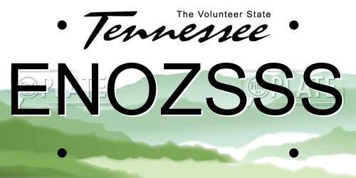 ENOZSSS Tennessee License Plate