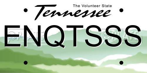 ENQTSSS Tennessee License Plate