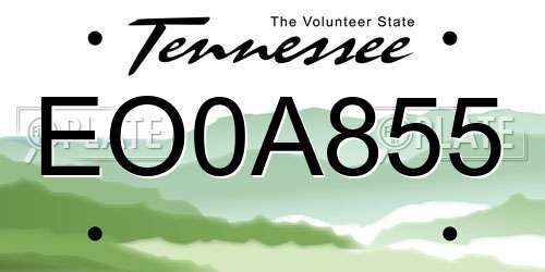 EO0A855 Tennessee License Plate