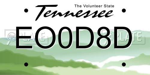 EO0D8D Tennessee License Plate