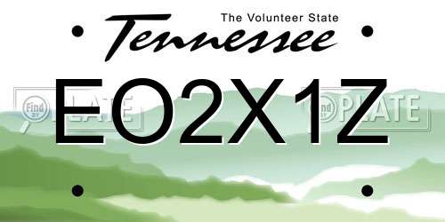 EO2X1Z Tennessee License Plate