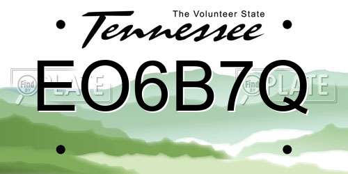 EO6B7Q Tennessee License Plate