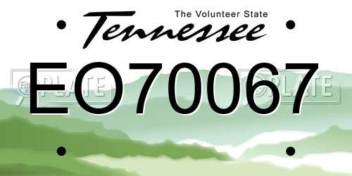 EO70067 Tennessee License Plate