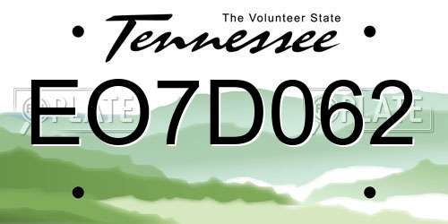 EO7D062 Tennessee License Plate