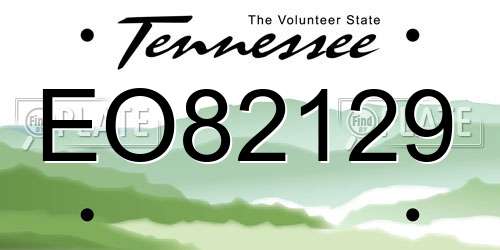 EO82129 Tennessee License Plate