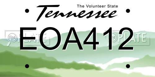 EOA412 Tennessee License Plate