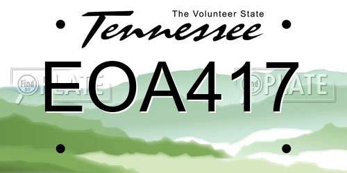 EOA417 Tennessee License Plate