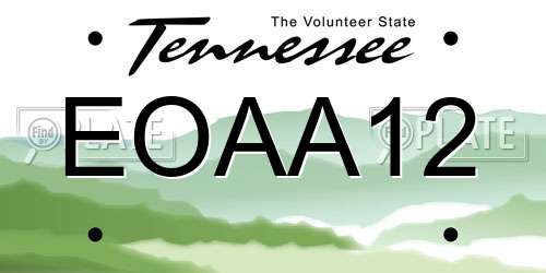 EOAA12 Tennessee License Plate