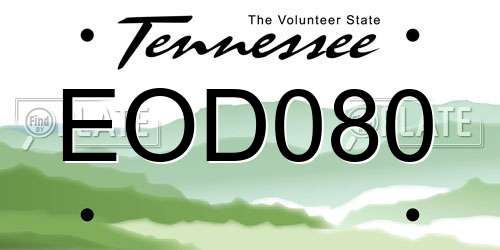 EOD080 Tennessee License Plate