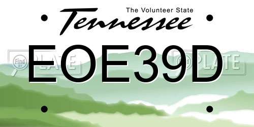 EOE39D Tennessee License Plate