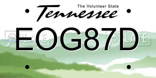 EOG87D Tennessee License Plate