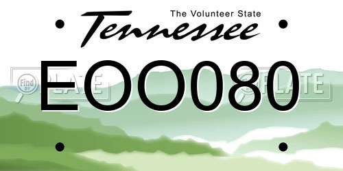 EOO080 Tennessee License Plate