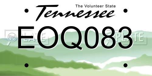 EOQ083 Tennessee License Plate