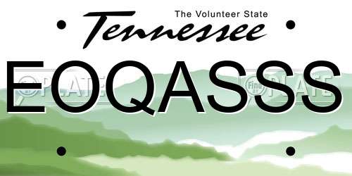 EOQASSS Tennessee License Plate