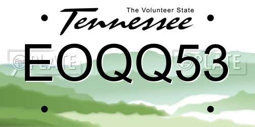 EOQQ53 Tennessee License Plate