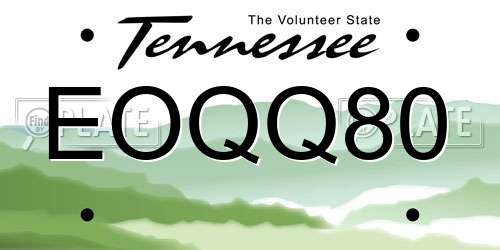 EOQQ80 Tennessee License Plate