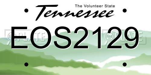 EOS2129 Tennessee License Plate